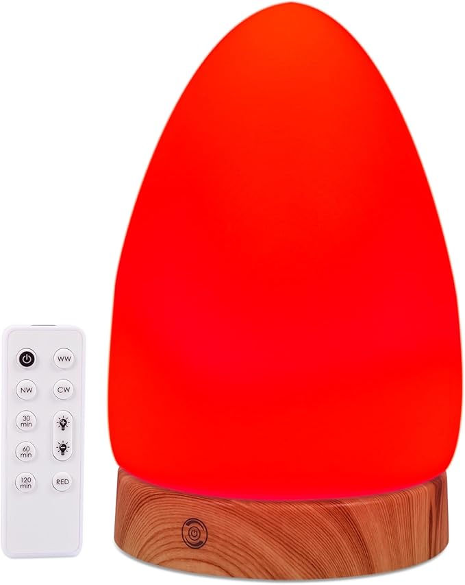 Red Light Night Light Lamp for Sleep, Red Nightlight Desk Lamp with 670nm Wavelength Multi-Color and Brightness Options Remote Control USB Charging Elegant Design