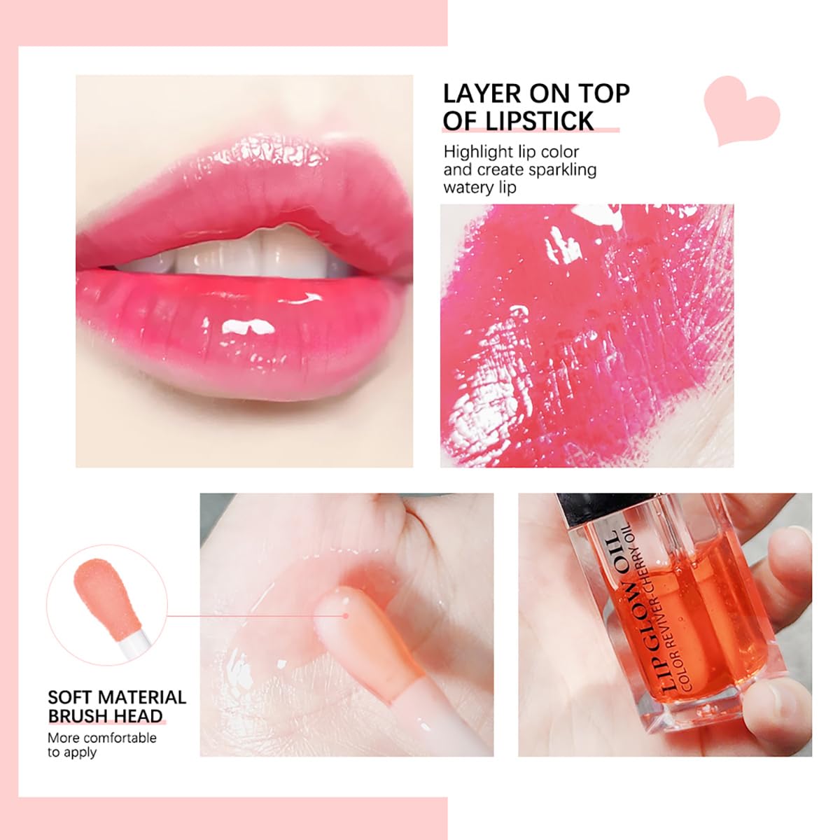 Hydrating Lip Glow Oil Moisturizing Plumping Lip Tint Lip Gloss Transparent Lip Balm Long Lasting Nourishing Repairing Lightening Lip Lines (012#+015#)