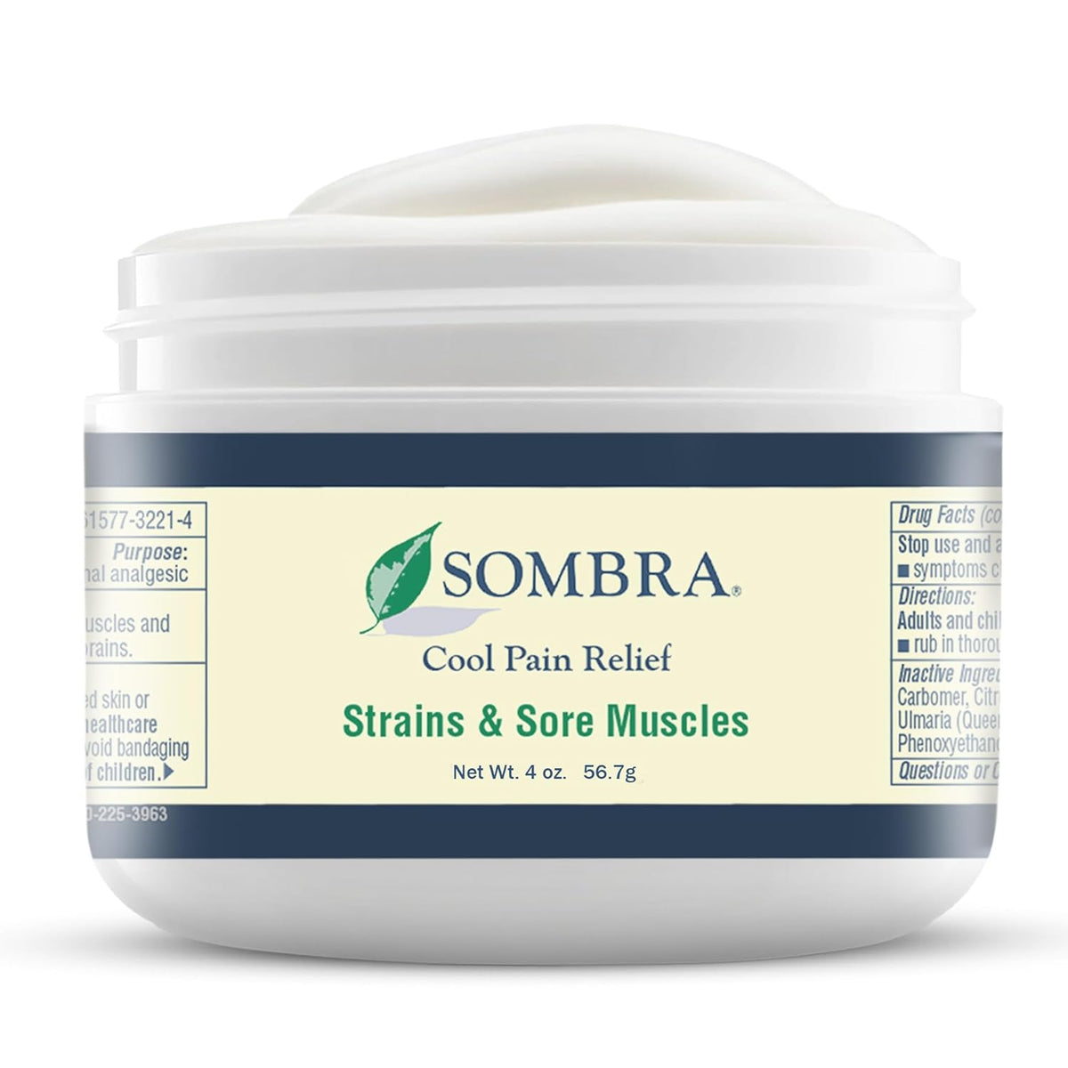Sombra Original Cool Therapy Gel Cold Pain Relief for Swelling, Growing Pains, Soreness, Post-Workout, Vegan Formula Free of Artificial Fragrances, Dyes, NSAID, Wax, Petroleum, Alcohol - 4oz Jar