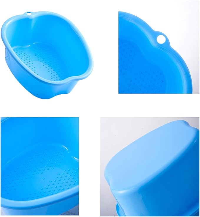 Foot Soaking Bath Basin: Plastic Foot Spa Basin for Soaking Feet - Foot Soaking Tub with Massage Dots - Roomy Foot Soak Bucket for Water Spa and Foot Massage (Black)