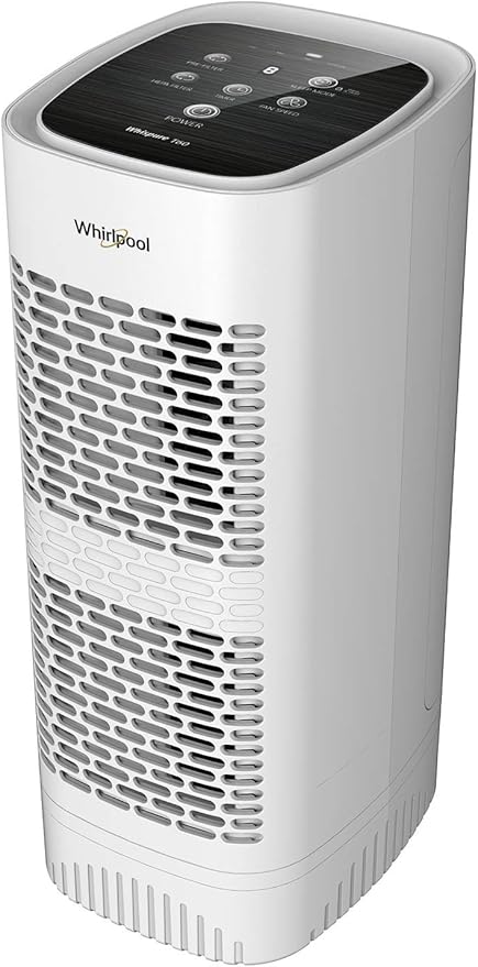 Whirlpool Whispure WPT60P, True HEPA Air Purifier, Activated Carbon Advanced Anti-Bacteria, Ideal for Allergies, Odors, Pet Dander, Mold, Smoke, Smokers, and Germs, Medium, White