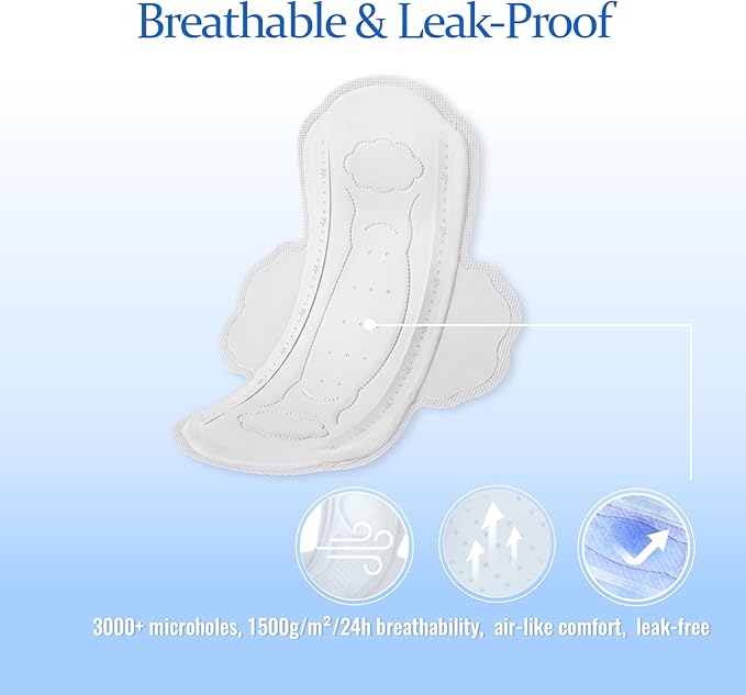 Ultra-Thin Pads for Women, Regular Daily Sanitary Pads, Breathable & Unscented Period Pad with Wings, Long-Lasting Freshness Feminine Care Menstrual Pad -16 Count