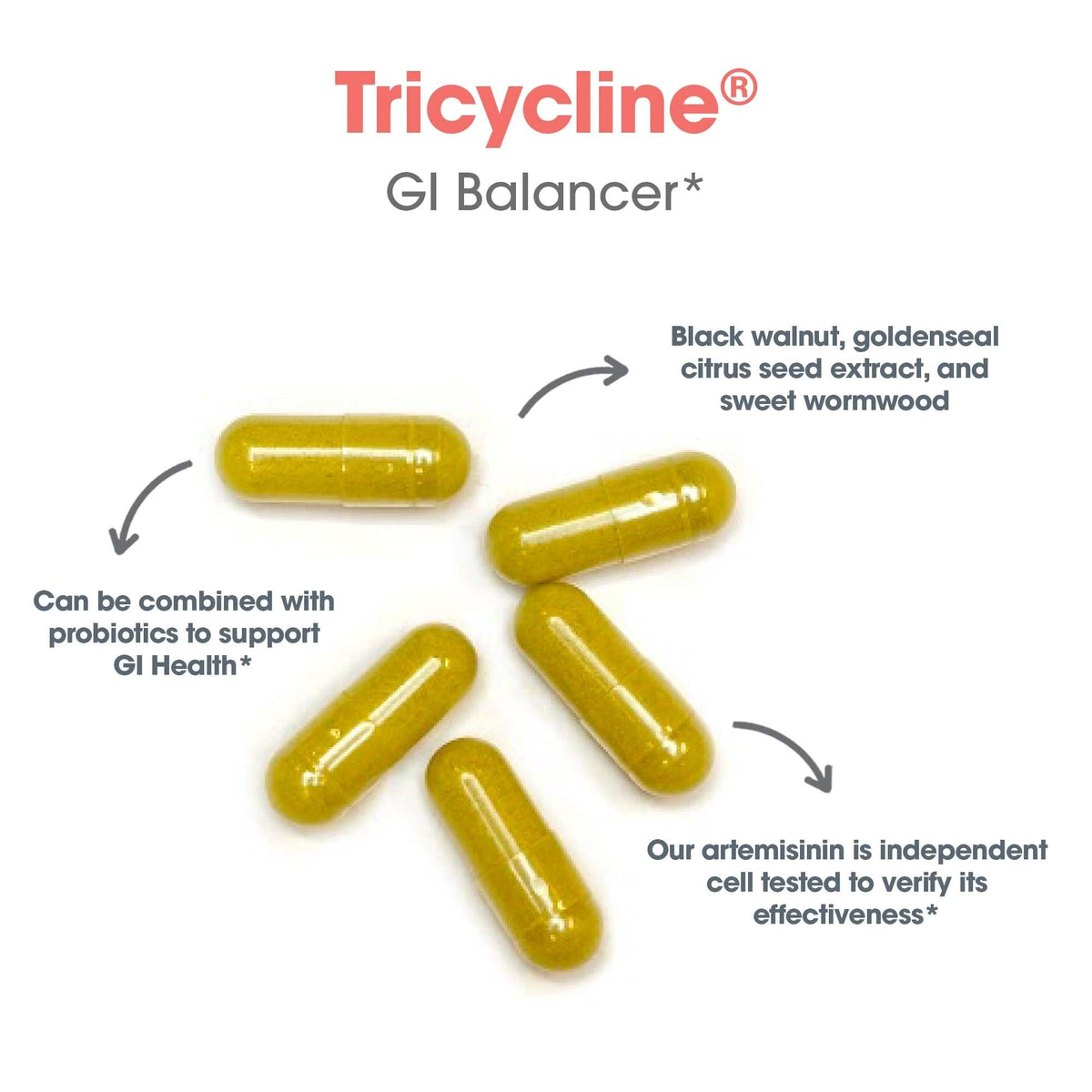 Allergy Research Group ARG Tricycline - Gut Health Supplement with Berberine & Artemisinin - Digestive & Microbiome Support - Botanical Blend - Vegetarian - 45 Servings - 90 Capsules