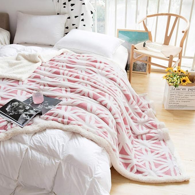 LOMAO Sherpa Fleece Blanket Fuzzy Soft Throw Blanket Dual Sided Blanket for Couch Sofa Bed (Pink, 60''x 80'')