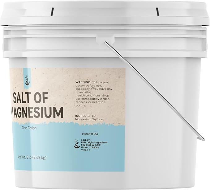 Pure Original Ingredients Salt of Magnesium (1 Gallon) Pure Epsom Salt, Unscented, Natural Skin Scrub