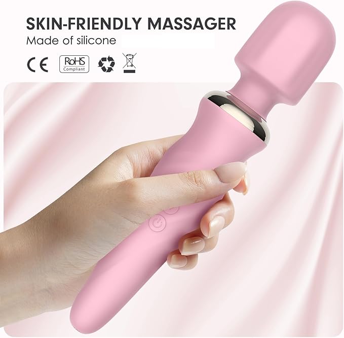 Portable Electric Travel Massager, Handheld Rechargeable Neck and Shoulder Muscle Home Massage Tool (Pink)