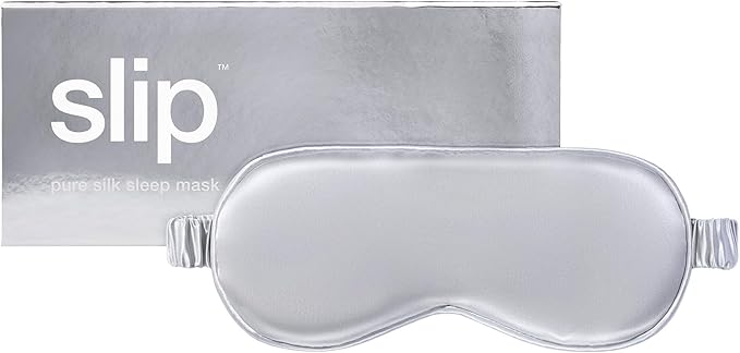 slip Pure Silk Sleep Mask - 100% Pure 22 Momme Mulberry Silk Eye Mask - Comfortable Sleeping Mask with Elastic Band + Pure Silk Filler and Internal Liner, Silver
