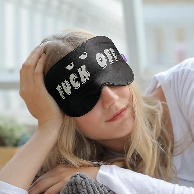 O’Bester Natural Silk Sleep Mask, Comfortable and Super Soft Eye Mask with Adjustable Strap, Ultimate Sleeping Aid, Blindfold, Blocks Light (Funny)