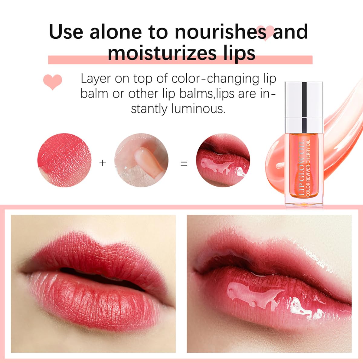 Hydrating Lip Glow Oil Moisturizing Plumping Lip Tint Lip Gloss Transparent Lip Balm Long Lasting Nourishing Repairing Lightening Lip Lines (000#+012#)