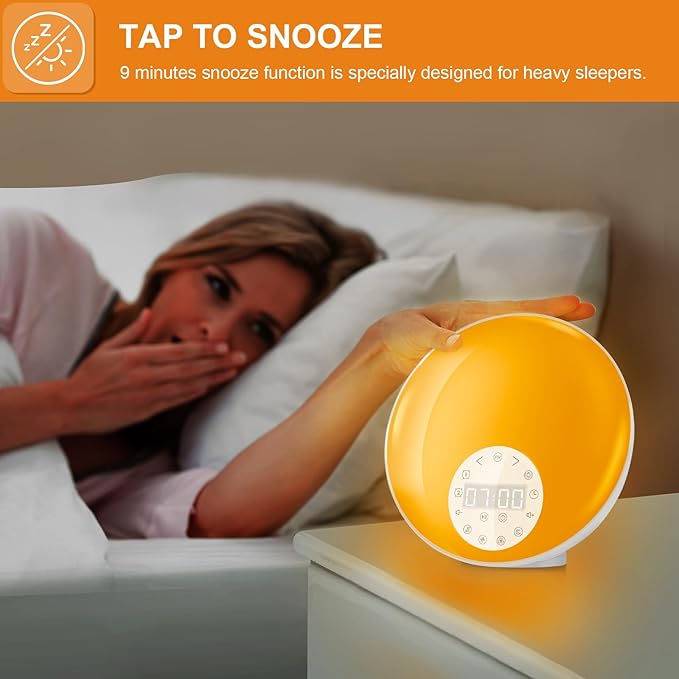 ANTDALIS Noise Sound Machine with Sunrise Alarm Clock, Dual Alarms, FM Radio, Snooze, 26 White Noise Sounds, 8 Colors Night Light, 4 Sleep Timer- Ideal Gift for Kids, Adults, Heavy Sleepers