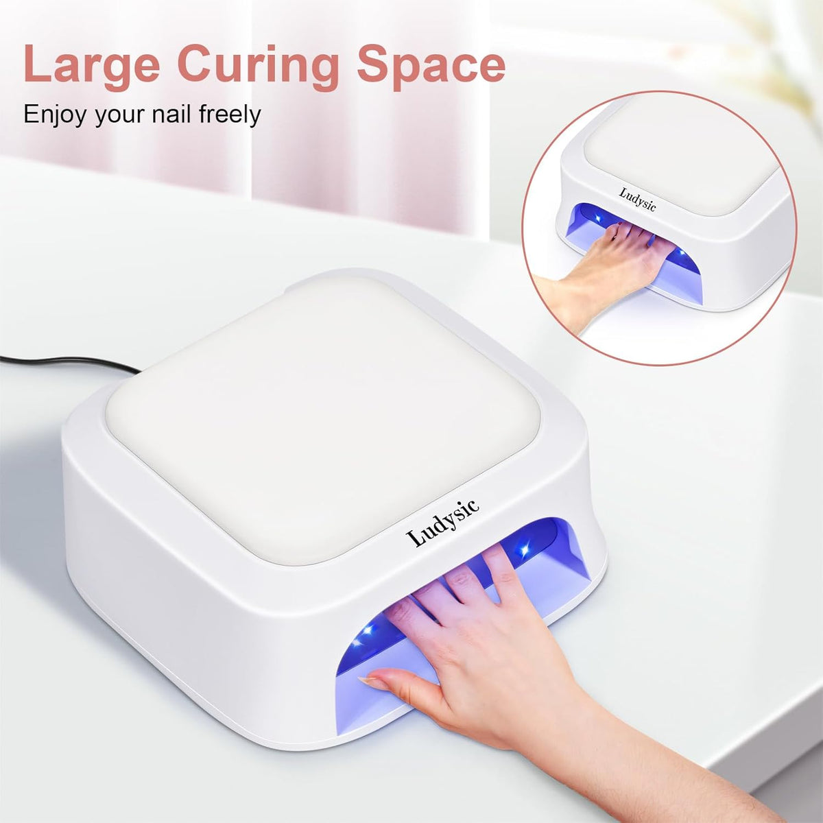 UV LED Nail Lamp with Hand Pillow,48W UV Light for Gel Nails Nail Dryer with Smart Sensor, LCD Display Fast Curing Gel Nail Polish Nail Art Tools Manicure(White)