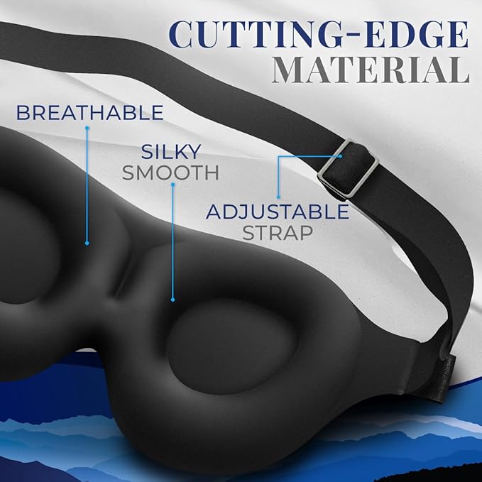 Sleep Mask [2 Pack] - Eye Mask for Sleeping - Patented, Contoured, 100% Blackout, Zero Pressure Sleeping Masks for Women and Men, Blindfold and Eye Covers - S2 Black