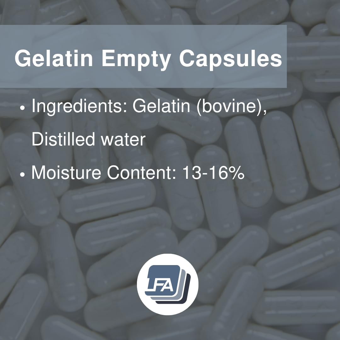 Size 00 Empty Capsules - Clear Gelatin - 1000 Count Jar - Fits Capsule Machine Filling Tray - Joined Beef Gel Caps Easy Snap for DIY Powder Supplement Pills - Certified Halal