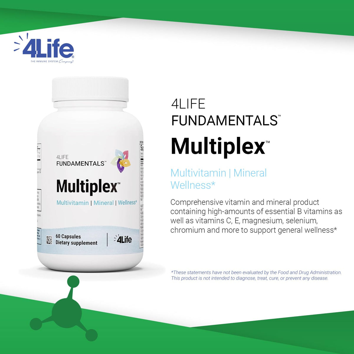 4Life Fundamentals - Multiplex - Multivitamin Mineral Supplement with B Vitamins Vitamin C E Magnesium Selenium Supports Wellness Energy - 60 Veggie Capsules