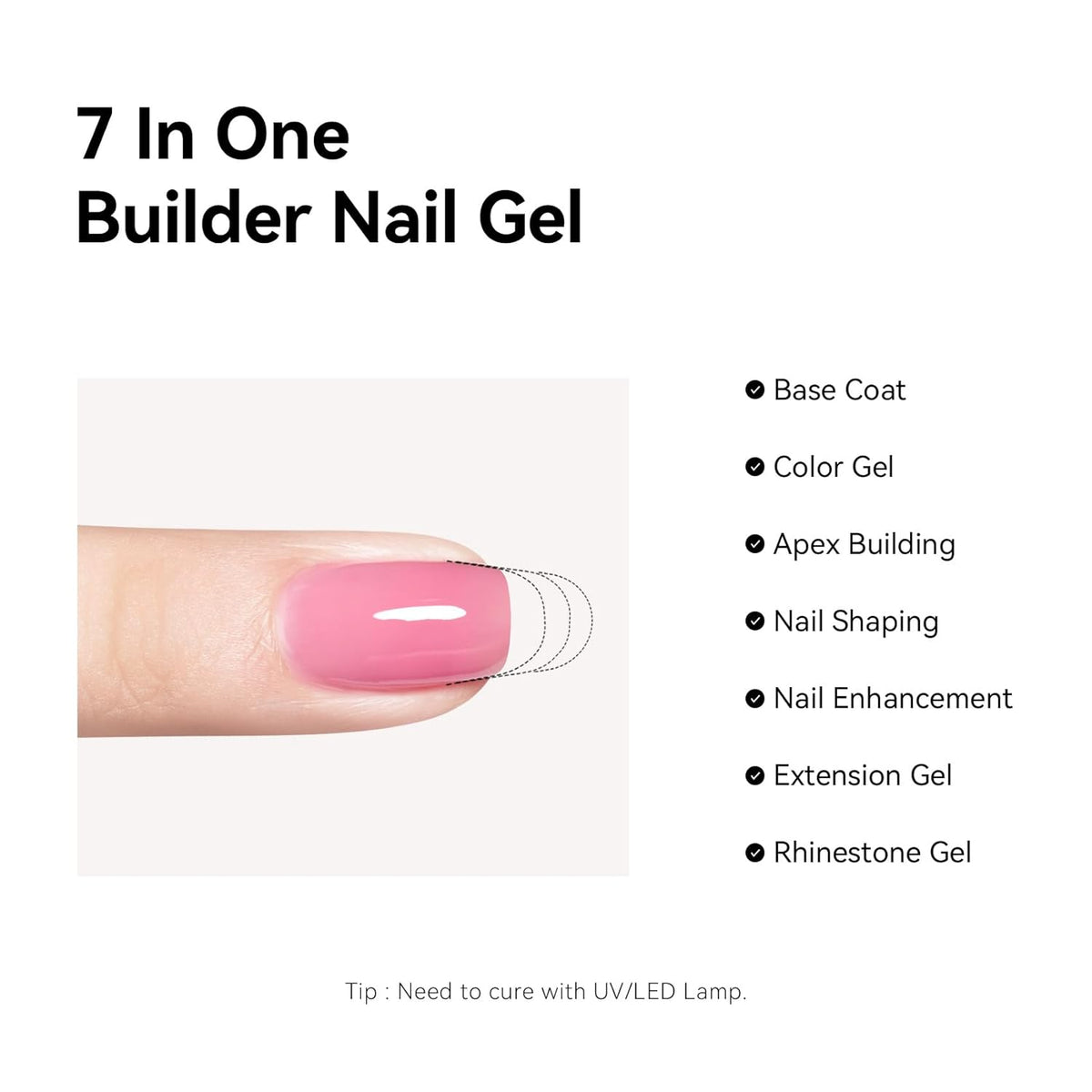 MAYCHAO Mauve Builder Gel for Nails, 15ml Nail Strengthener in a Bottle, Nail Extension Hard Gel, Soak Off Long Lasting UV Light Cure