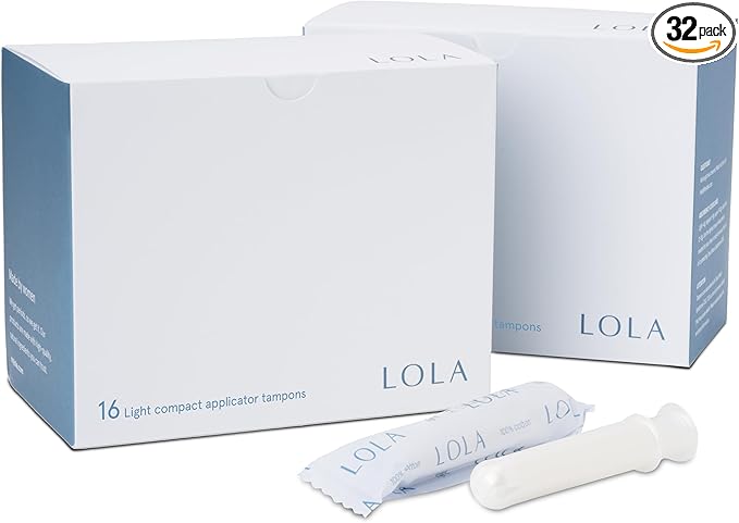 LOLA Light Organic Cotton Tampons, 32 Count - Light Non-Toxic Tampons, Period Feminine Hygiene Products, HSA FSA Approved Products Feminine Care