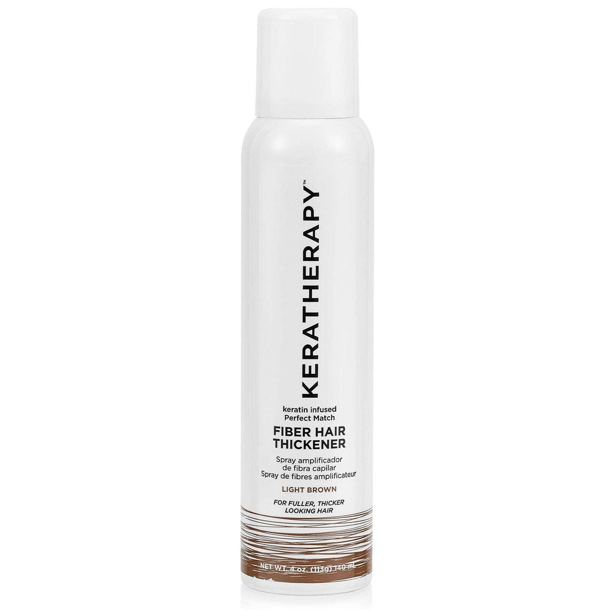 Keratherapy Keratin Infused Perfect Match Fiber Hair Thickener Spray, Light Brown, 4 fl. oz., 140 ml - Volumizing, Thickening, & Concealing Hairspray for Scalp Coverage, Roots & Thinning Areas