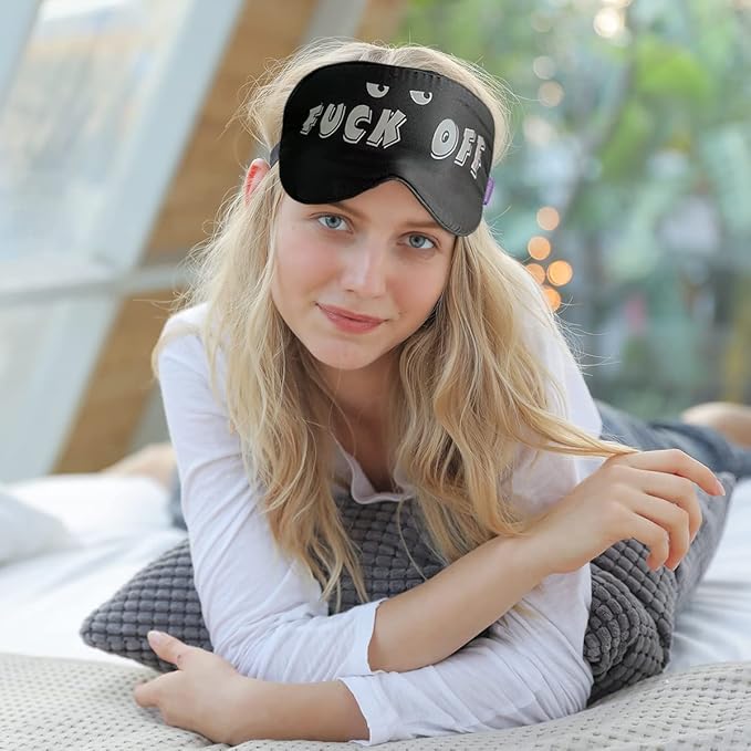 O’Bester Natural Silk Sleep Mask, Comfortable and Super Soft Eye Mask with Adjustable Strap, Ultimate Sleeping Aid, Blindfold, Blocks Light (Funny)