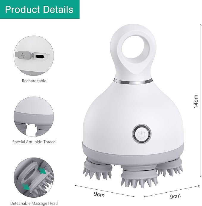 ORIA Electric Pet Massager for Dogs Cats, Electric Scalp Massagers, Handheld Dog Cat Massager with 3 Modes, 4 Heads, 84 Nodes, Electric Head Back Scratcher for Stress Relax Deep Clean