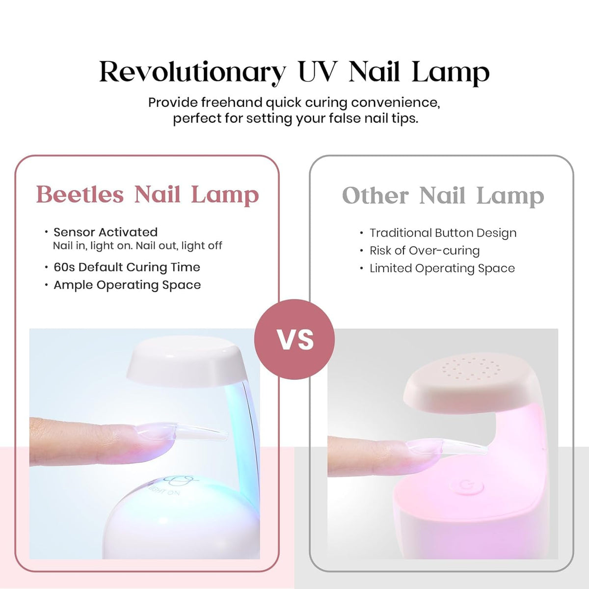 Beetles Gel Nail Kit 600Pcs Long Coffin Nail Tips with Pink Gel Polish Top Coat,15 Sizes Soft Clear Press on Nails 5 In 1 Nail Glue Uv Lamp Easy Nail Extension Set for Women