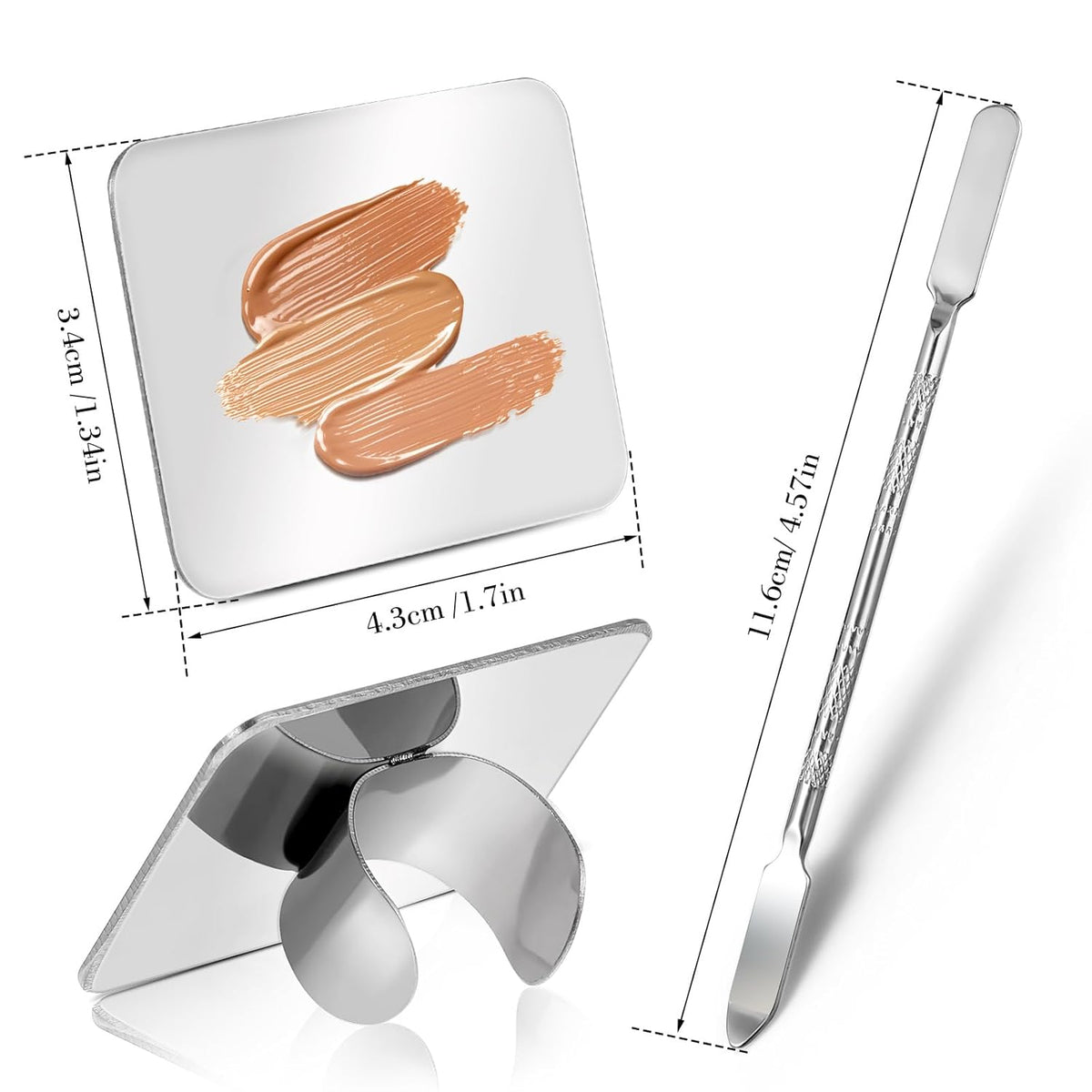 Makeup Mixing Palette, Makeup Spatula Palette with Foundation Spatula, Stainless Steel Makeup Mixing Tray, Nail Art Palette for Mixing Foundation Eye Shadow Eyelash Nail Art