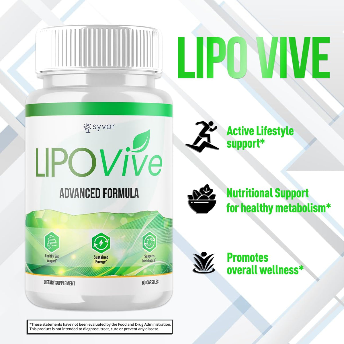(2 Pack) Lipovive Capsules, Official Lipovive Pills with All Natural Ingredients, Advanced Formula Lipovivé Health & Active Lifestyle Support Pills Max Strength Vitamin for Women & Men (120 Capsules)