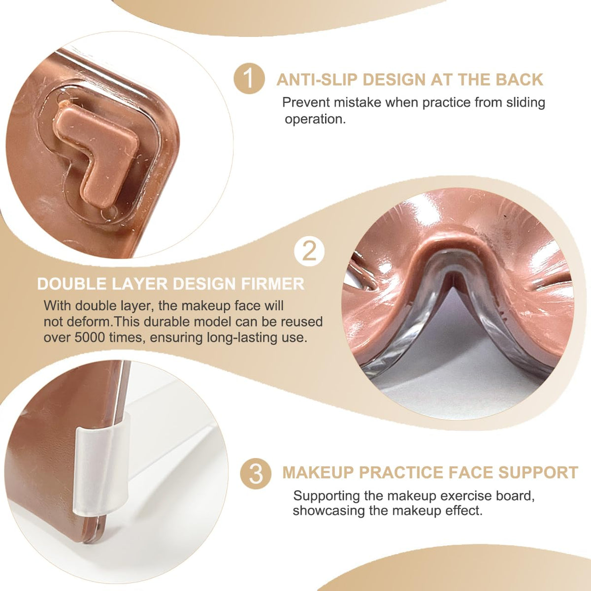 Makeup Practice Face Kit, Makeup Mannequin Face with Makeup Practice Face Board, 3D Reusable Practice Eye Makeup Face Eyeshadow Mannequin for Professional Makeup Artist and Beginner to Practice Makeup