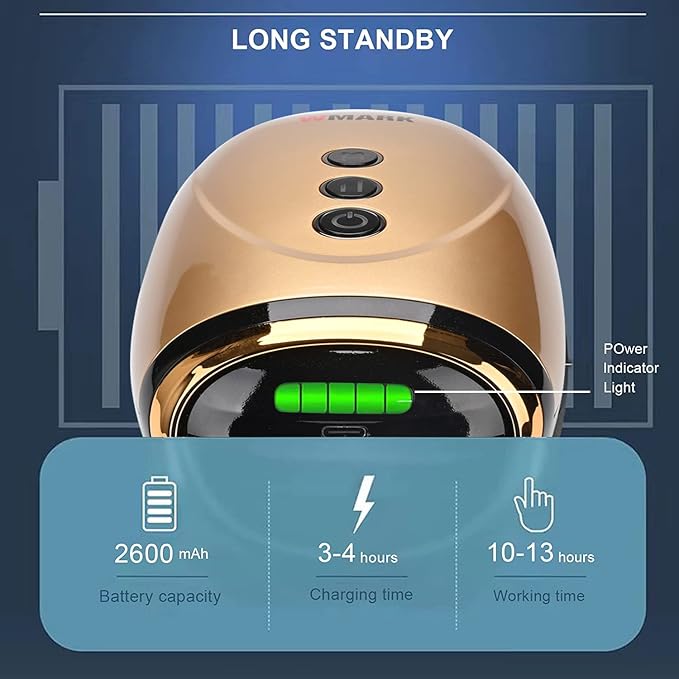 Barber Massager/Cordless Handheld Massager, Charge Neck/Legs/Hand/Face Massager, 2 Massage Nodes 2600AMH，Golden