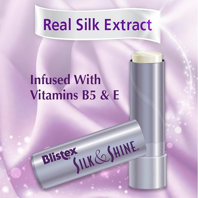 Blistex Silk & Shine Lip Moisturizer – Enhancement Series, Real Silk Extract, Infused with Vitamins B5 & E, 0.13 oz (3.69 g)