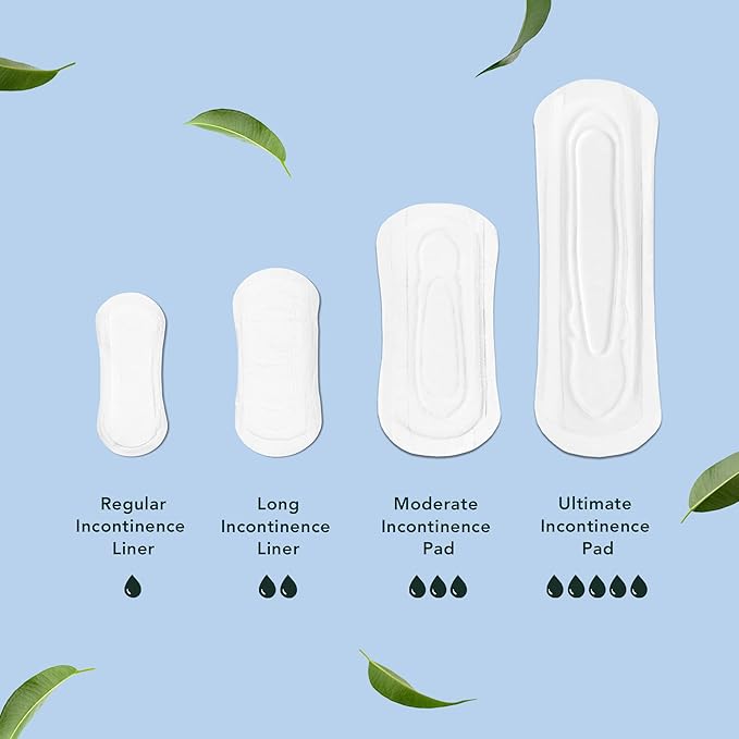 Rael Incontinence Liners for Women, Organic Cotton Cover, Postpartum Essential, Moderate Absorbency, Bladder Control, 4-Layer Core with Leak Guard Technology (Long, 72 Count)