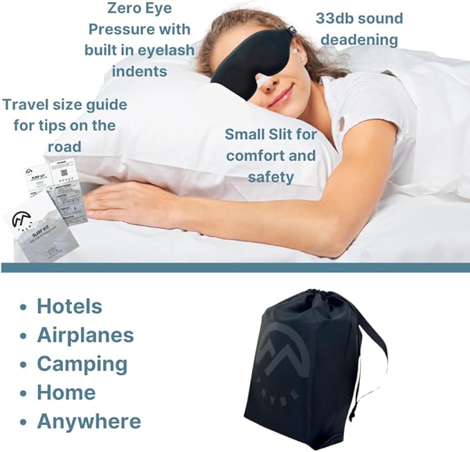 Sleep Kit, Sleep Mask, Ear Plugs, Nose Strips, and Light Covers for Travel. Sleep kit Bag and Breath and Sleep Guide for Travel, Hotels, Camping or Home (Sleep Kit) (Sleep Kit)