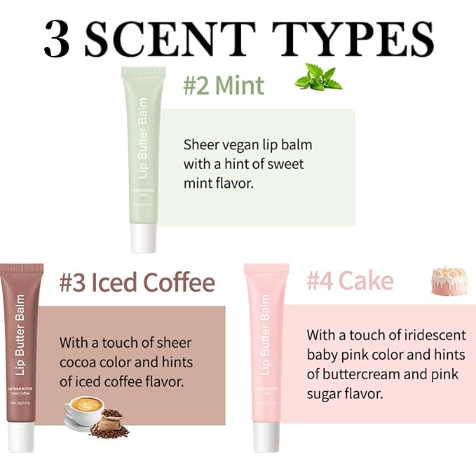 Lip Butter Balm - Lip Balm Hydrating - Tinted Lip Balm - Moisturizing Lip Gloss Set - Girls Lip Oil - Lip Moisturizer for Women - Lip Care Products - Christmas Gifts for Teen Girls