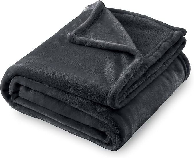 SOCHOW Flannel Fleece Blanket King Size, All Season Lightweight Super Soft Cozy Blanket for Bed or Couch, Dark Grey, 90"×108"