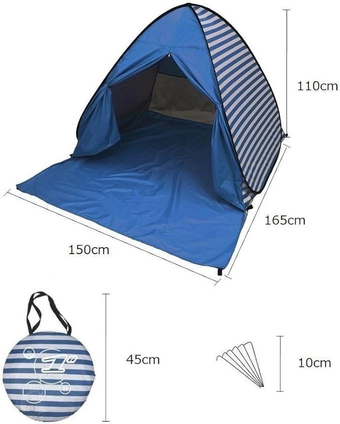 YBK Tech New Stripe Style Automatic Pop Up Beach Tent UV Protection Instant Portable Quick Cabana Sun Shelter for 2-3 Persons (Orange)