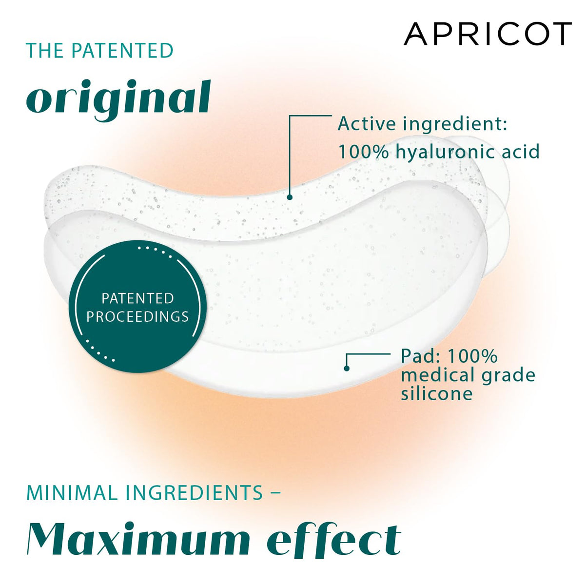 APRICOT Eye Patches with Hyaluronic Acid (pack of 1) I Anti-Aging Eye Pads "Me,Myself and Eye" I Reduces eye wrinkles I Reusable eye patches I Silicone pads against wrinkles I Made in Germany