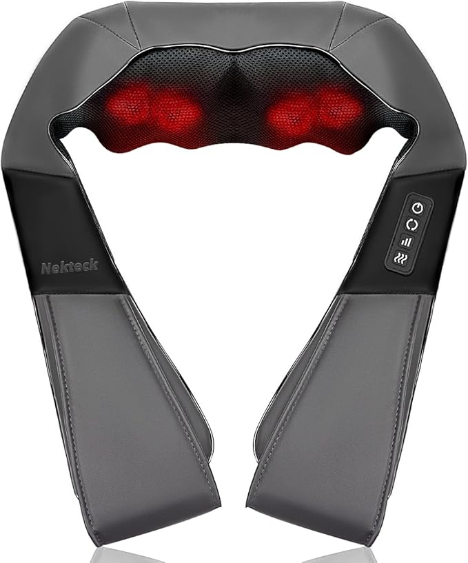 Shiatsu Neck and Back Massager with Soothing Heat, Electric Deep Tissue 3D Kneading Massage for Shoulder, Leg, Body Muscle Pain Relief, Home, Office, and Car