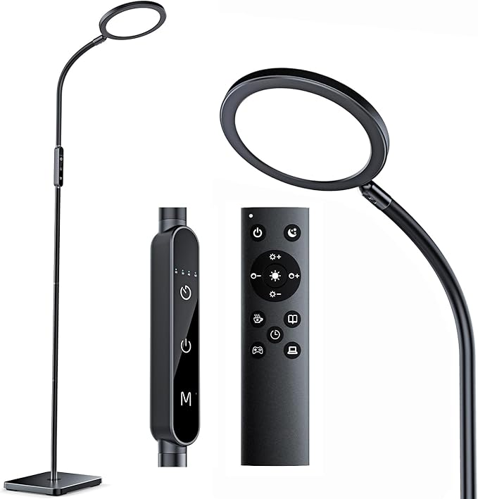 Light Therapy Lamp, 11,000 Lux Sunlight Lamp with Touch&Remote Control, Floor Lamp with 4 Color Temperatures &5 Brightness Levels,Full Spectrum Light with 4 Timers for Reading/Office/Home