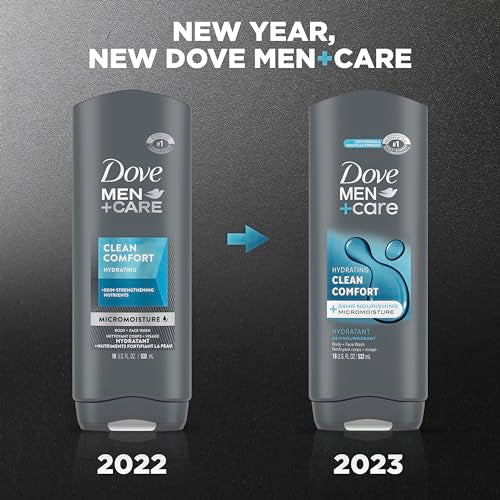 DOVE MEN + CARE Shower Tool for Stronger Skin - Active Clean Scrubs and Exfoliates, 4 Pack & Body & Face Wash