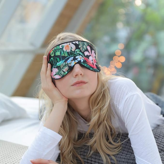 O’Bester Natural Silk Sleep Mask, Comfortable and Super Soft Eye Mask with Adjustable Strap, Ultimate Sleeping Aid, Blindfold, Blocks Light (Orchid)
