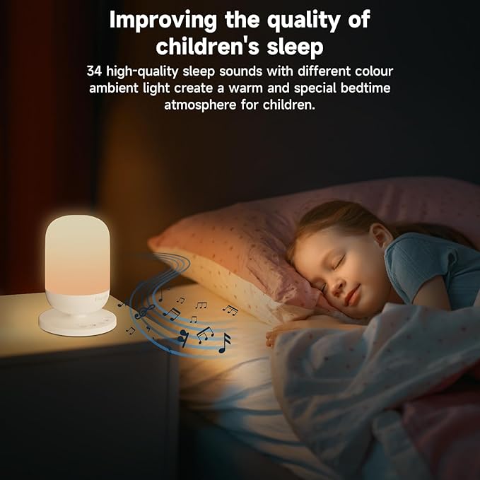 White Noise Machine, Baby Sound Machine with Night Light, 34 Soothing Sleep Sounds App Control, 7 Colors Nightlight with Timer, Wi-Fi White Noise Sound Machine for Adult Baby Sleep Travel