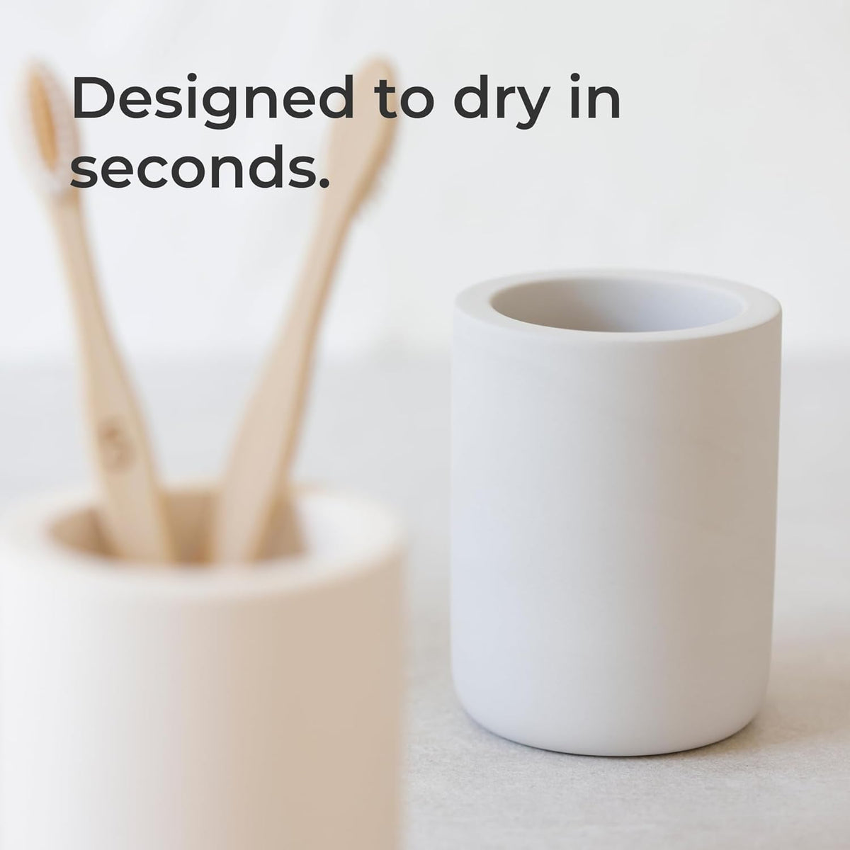 Selegna Drying Stone Toothbrush Holder, Diatomite Toothbrush Holders for Bathroom, Quick Drying Electric Toothbrush & Toothpaste Holder Cup, Diatomaceous Earth Bathroom Sink Organizer (Dark Grey)