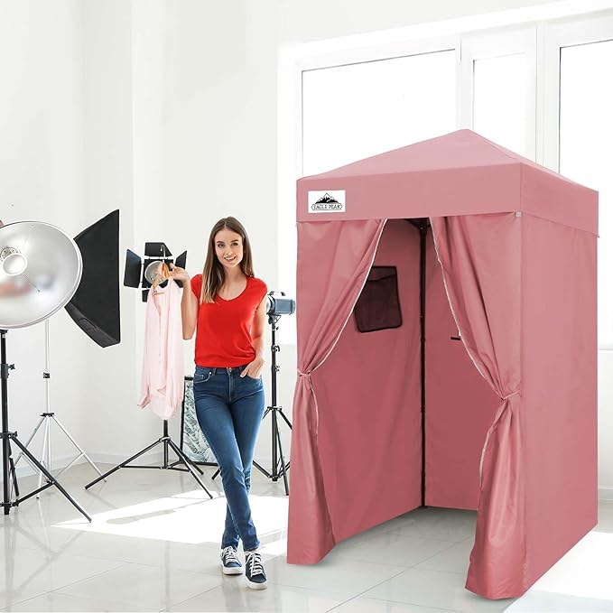 EAGLE PEAK Flex Ultra Compact 4x4 Pop-up Canopy, Sun Shelter, Changing Room, Portable Privacy Canopy Cabana for Pool, Fashion Photoshoots, or Camping, 4x4 ft, Pink