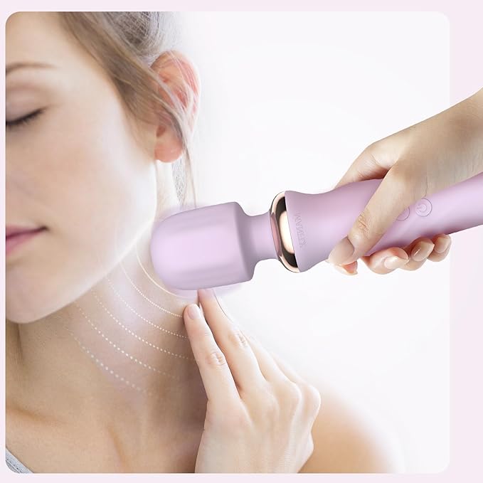 Portable Electric Travel Massager, Handheld Rechargeable Neck and Shoulder Muscle Home Massage Tool (Purple)