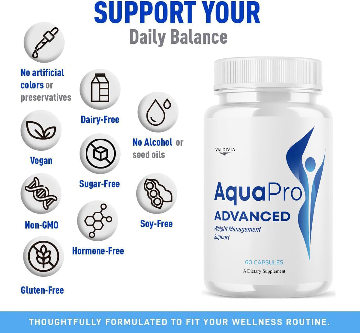 Aqua Pro Advanced Capsules - Official Advanced Support Supplement All Natural Premium Formula Daily Support Capsule for Overall Health & Wellness, 60 Capsules for 1 Month