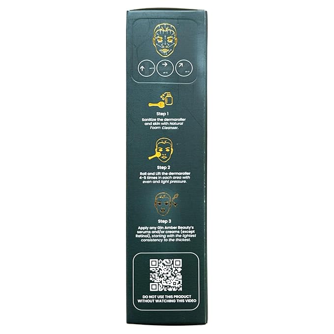Gin Amber Beauty Derma roller (0.25mm) - 192 Real Individual Needles, Microdermabrasion Device for Skin Care, Serum Absorption with Microneedling, Safe and Painless Revitalizer Tool, Hygienic Case