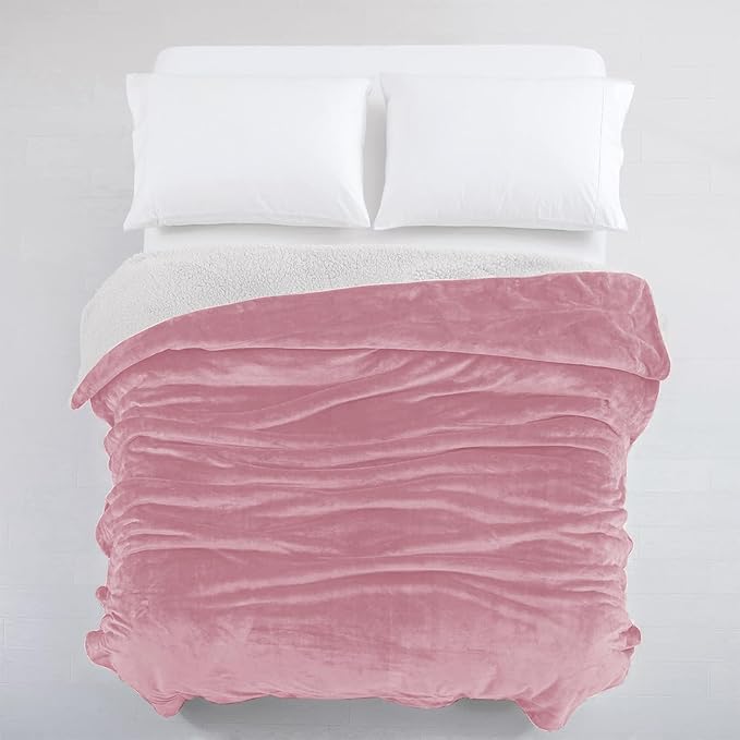 IR Imperial Rooms Sherpa Fleece Throw Blanket for Couch - Soft and Fuzzy Baby Pink Blanket for Winter - Reversible Thick and Warm Fluffy Throw Blankets for Bed, Sofa, Camping and Travel, 50x60 Inches