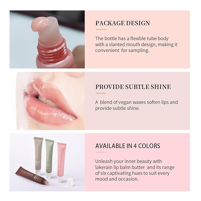 Lip Butter Balm for Hydration Shine, Mini Neutrals Lip Butter Balm Set Lip Care Prouct, Moisturizing Tinted Lip Balm Gloss Hydrating Oil for Women (#Vanilla)