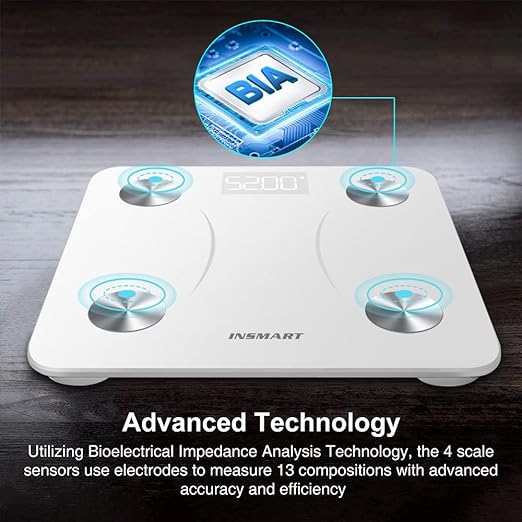 INSMART Smart Scale for Body Weight, Digital Bathroom Scale Bluetooth Body Fat Scale,Body Composition Analyzer with Smart APP Sync Weight Scale - White