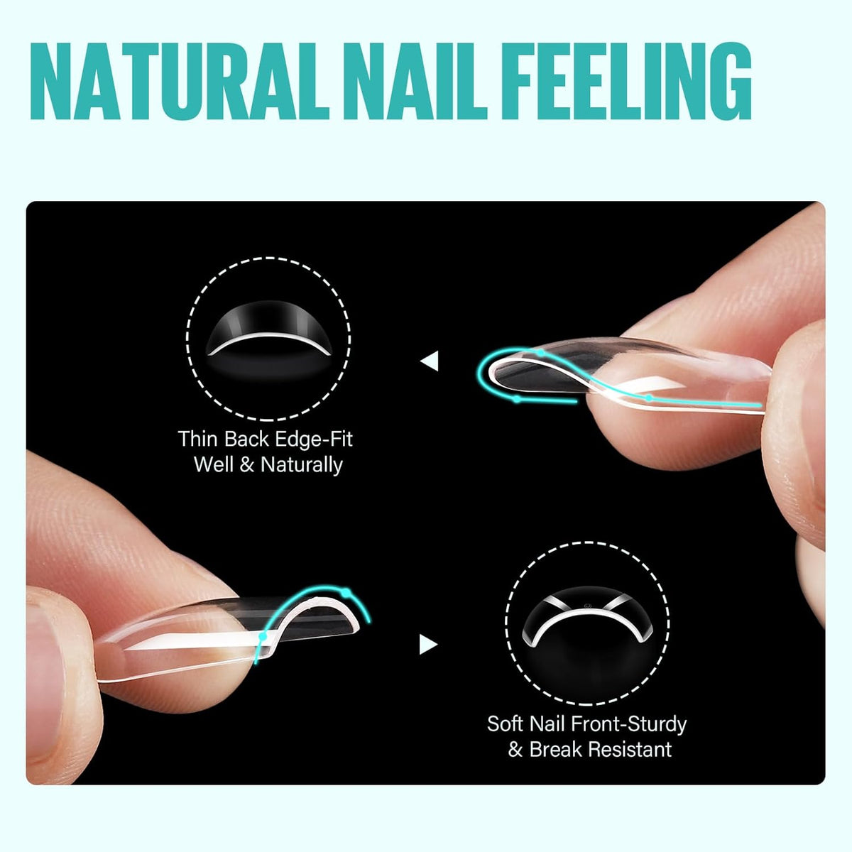 TOMICCA Short Square Nail Tips, 504Pcs Clear Press on Nails Square Full Cover Nail Tips Clear False Press on Nails, Soft Tips for Gel Nail Extension DIY Nail Salon 12 Sizes