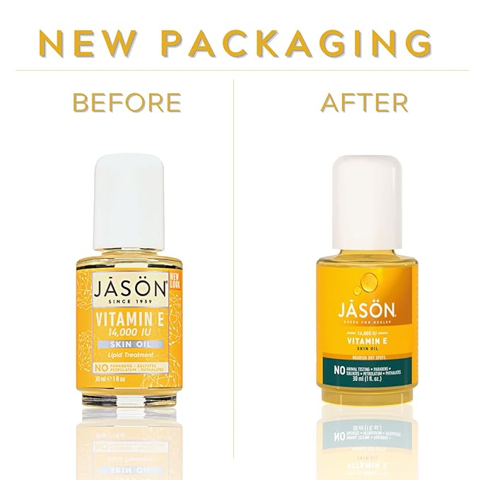 JASON Vitamin E 14,000 IU Moisturizing Oil , For Nourishing Dry Spots, 1 Fluid Ounces